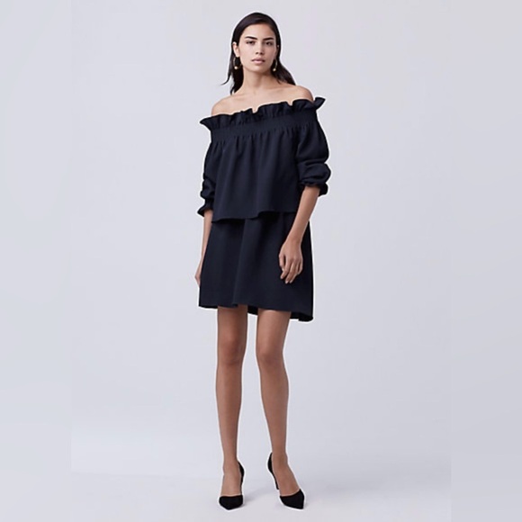 DIANE VON FURSTENBERG Georgie Mini Dress Off The Shoulder Shift Size Medium - Picture 2 of 12
